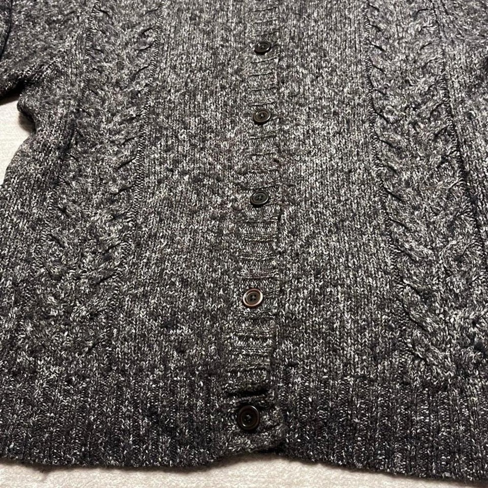 L.L.Bean Women's Cable Knit Button Cardigan Sweater Gray Wool Blend XL Regular - Picture 2 of 5